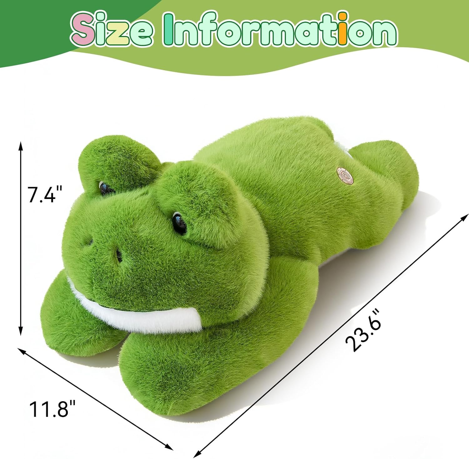 QUIRAI Weighted Stuffed Animals Frog Plush, 24" | 3.3 lb Frog Stuffed Animal, Pillowfort Weighted Plush Animals & Cute Plushies Gifts for Kids Adults