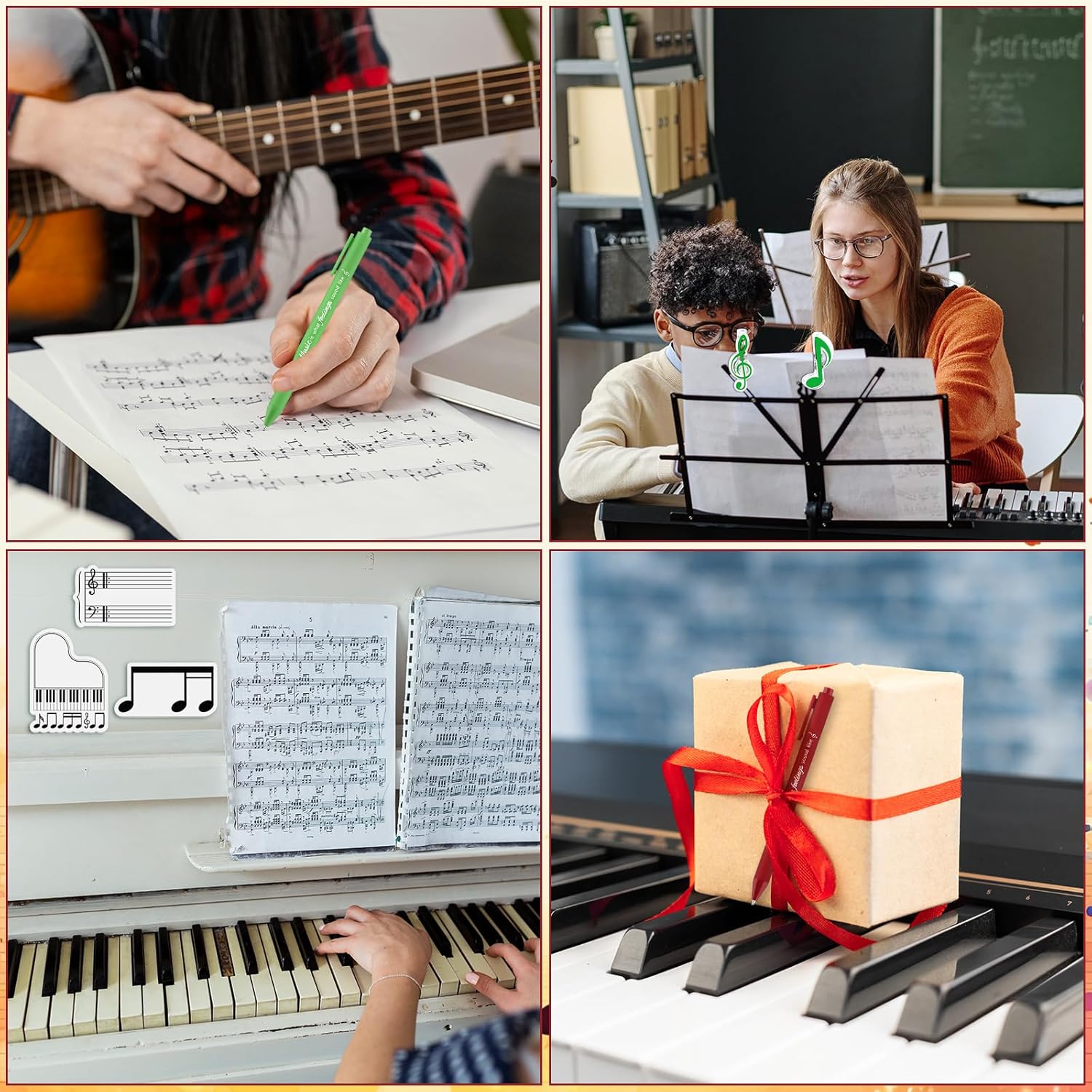 12 Sets Bulk Music Themed Gifts Including Music Ballpoint Pen Music Sticky Notes Music Clip, Music Teacher Appreciation Gift Music Gift for Rewards Marching Band School Supplies - Image 6