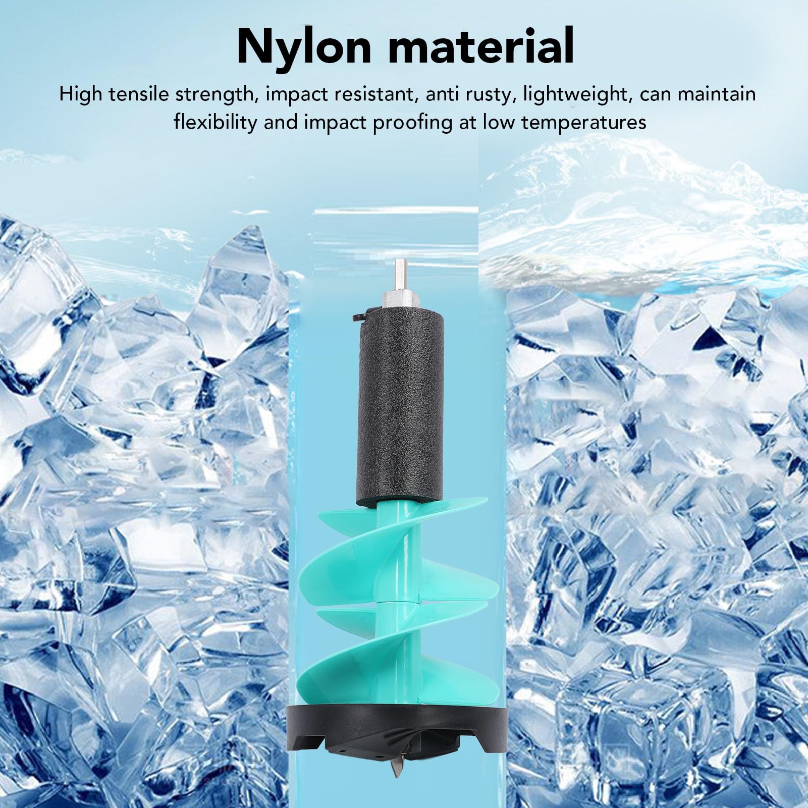 Elektrischer Eisfischbohrer, Kabelloser 8 Zoll Eisbohrer aus Premium Nylonmaterial mit Prägnanten Stahlklingen und Schwimmfähigem Design