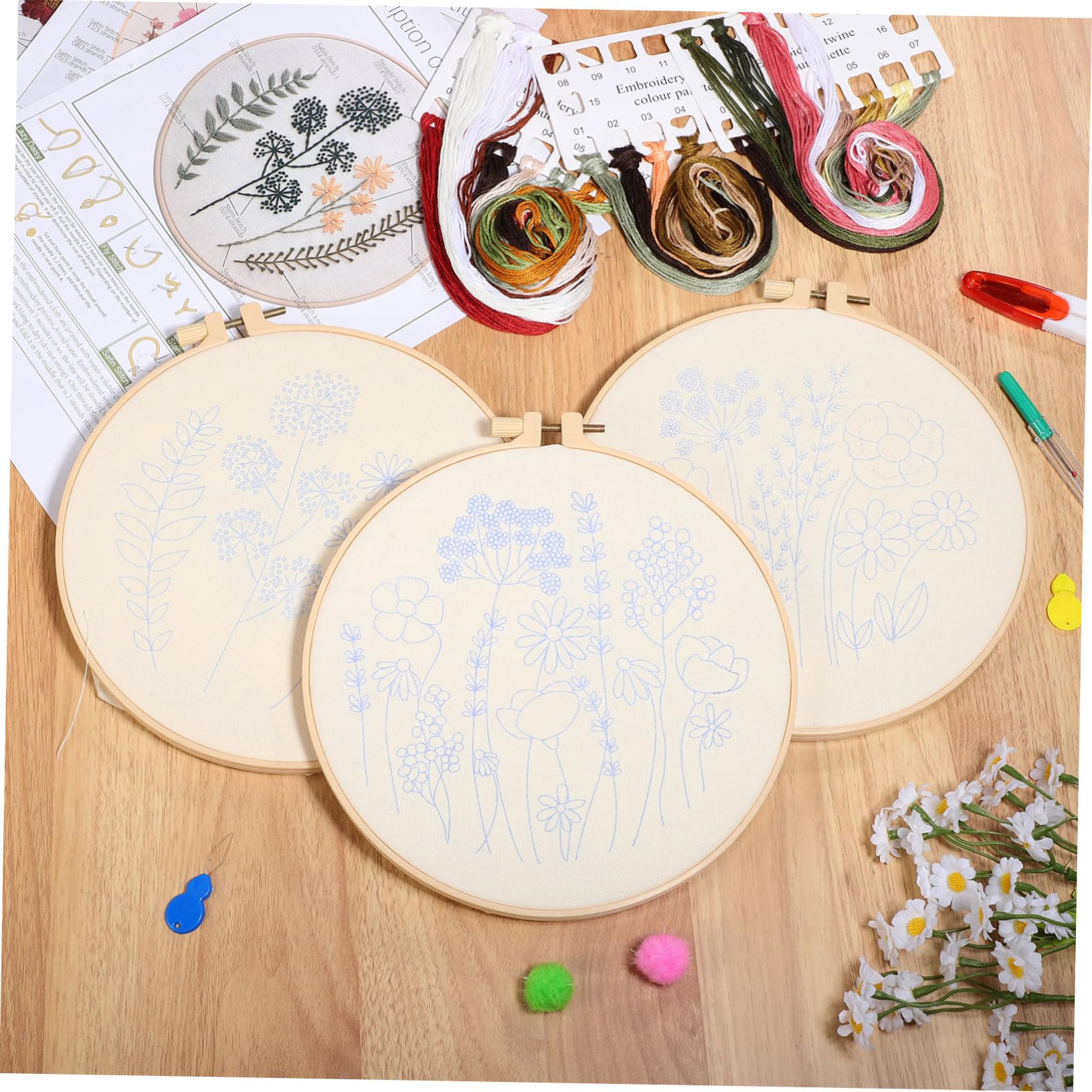 DOITOOL Kit De Bordado Fácil Herramientas De Bordado Para Principiantes y Adultos Kits De Punto De Cruz