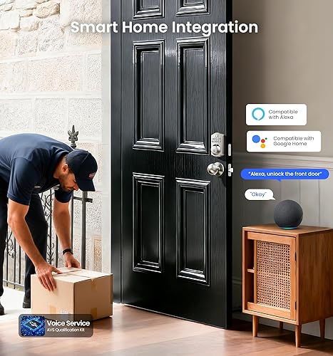 Miniatura 6 de Veise VE012W-K - Cerradura inteligente de huellas dactilares WiFi integrada con 2 perillas, no necesita concentrador, control remoto por aplicación,