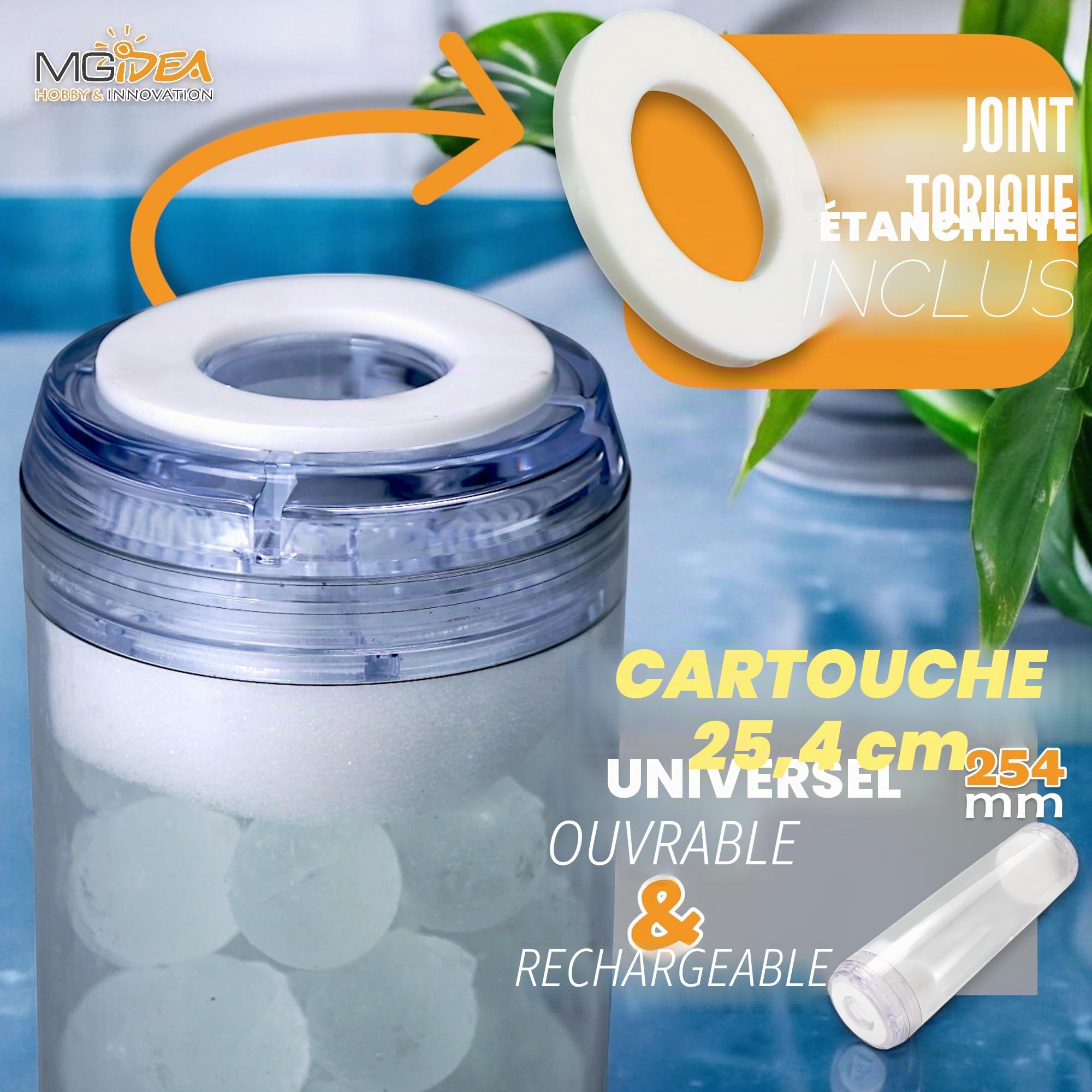 Filtre anti-calcaire, système de filtration sous chaudière installation d'eau siliphos sel polyphosphates (3/4" - trois quarts pouce)