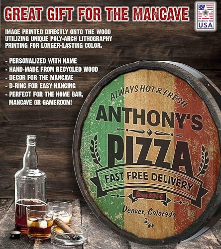 Vista 328 de THOUSAND OAKS BARREL CO. Personaliza el letrero de un cuarto de barril con cócteles de gato negro, barril de vino hecho de madera de roble de alta