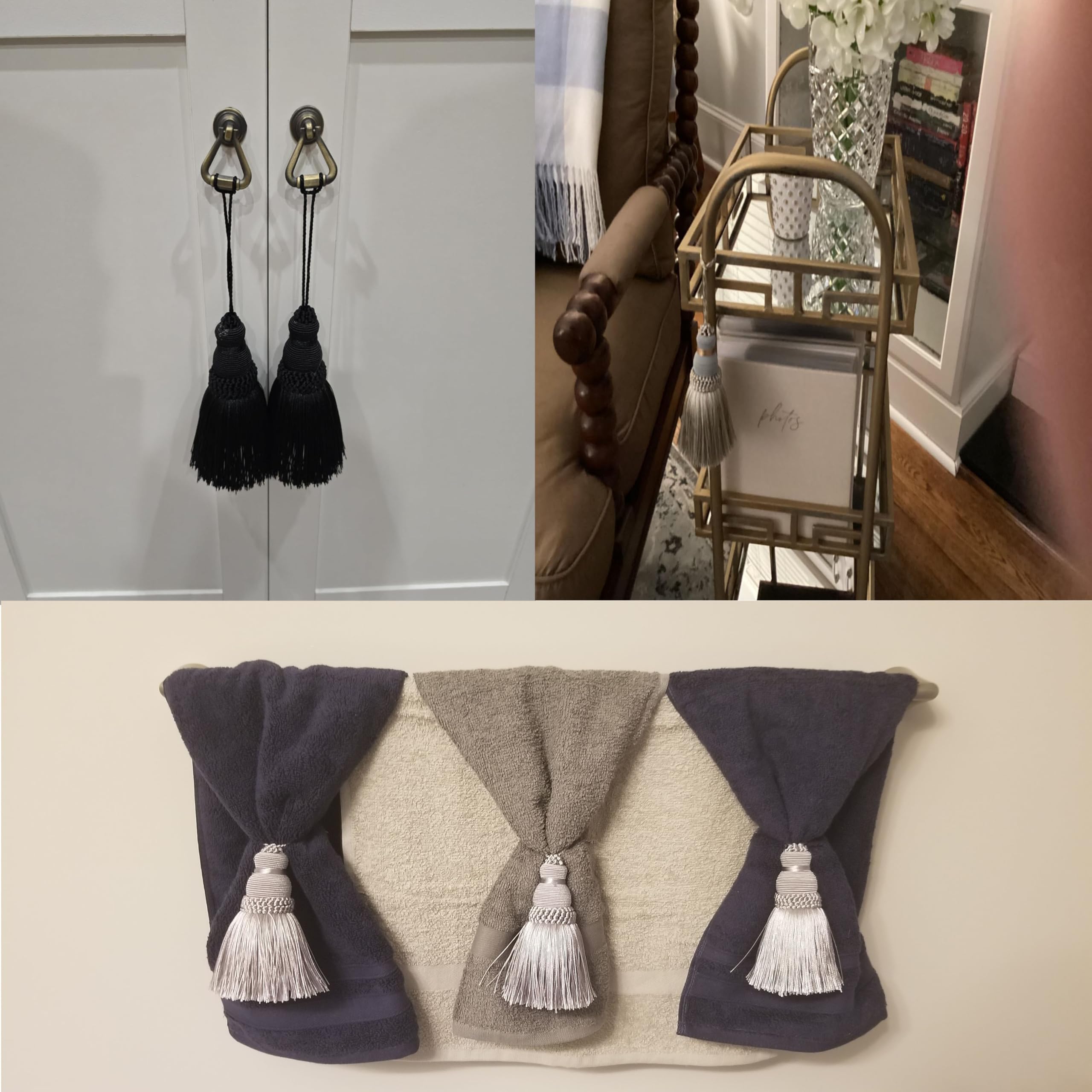 Elegante borla de poliéster para llaves, accesorios de bricolaje para luz de muebles y decoración del hogar, 4 paquetes (azul marino)