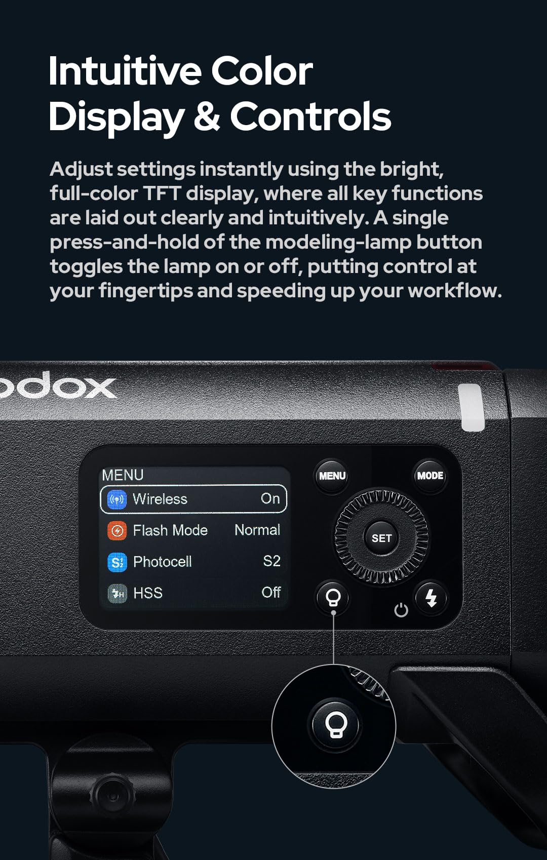 Godox AD400 Pro II Flash 400Ws TTL, AD400Pro II 2.4G HSS 1/8000s Monotorcia con LED Bi-Color 30W, Display OLED, Attacco Bowens/Godox, 460 Scatti a Piena Potenza, per Canon Nikon Sony Fujifilm