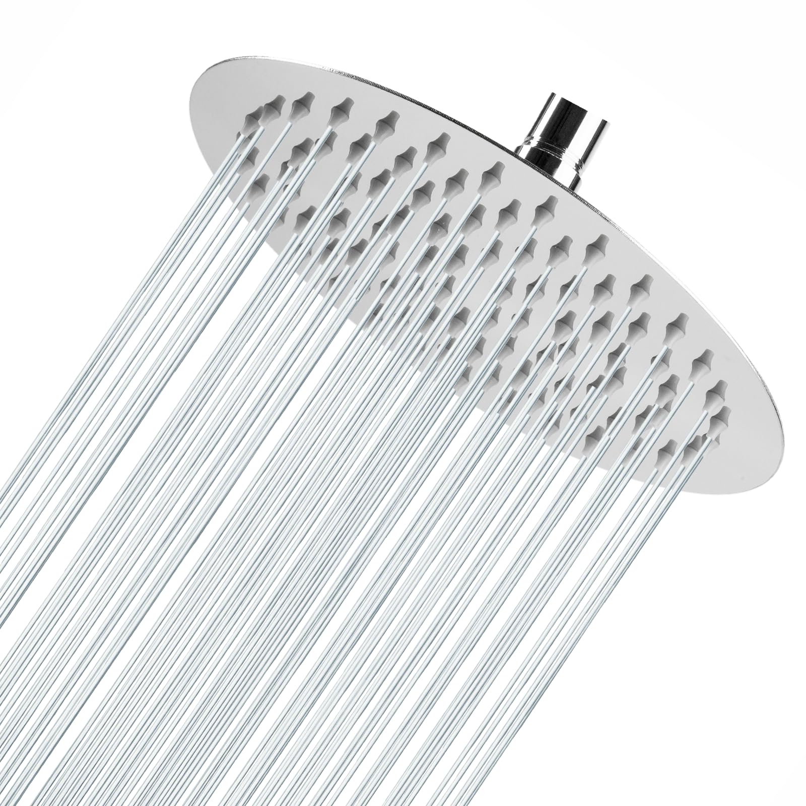 8-inch Rain Shower Head, 304 Stainless Steel Rainfall Shower Head, High-Pressure Booster Water Flow, Self-Cleaning Silicone Nozzles, Easy Wall/Ceiling Mounting, Chrome Finish