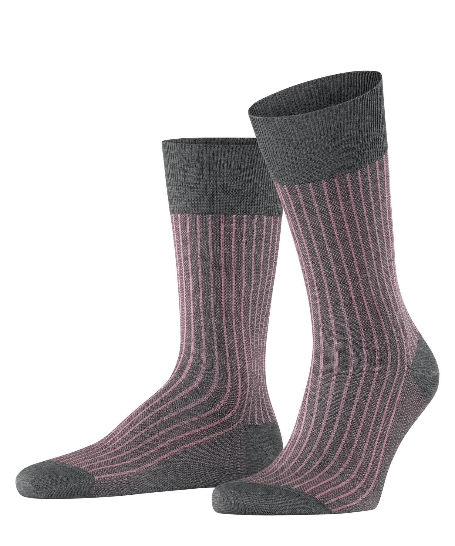 FALKE Men's Oxford Stripe M So Cotton Patterned 1 Pair Socks, Grey Steel Melange 3165, 8.5-9.5