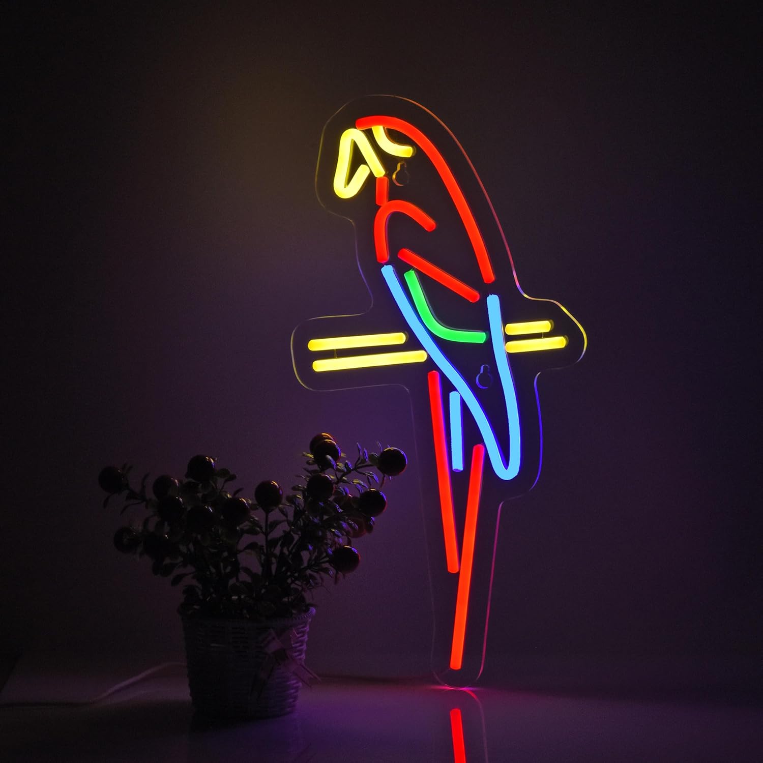 Roouneon Fox Neon Sign for Wall Décor Fox Sign Dimmable LED Light Decor(Brown+White)