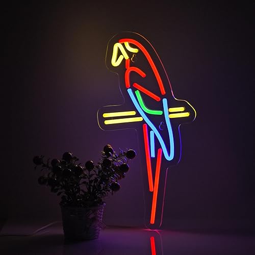 Letrero de neón de loro para decoración de pared, luz de neón LED, alimentada por USB, letreros artísticos de neón