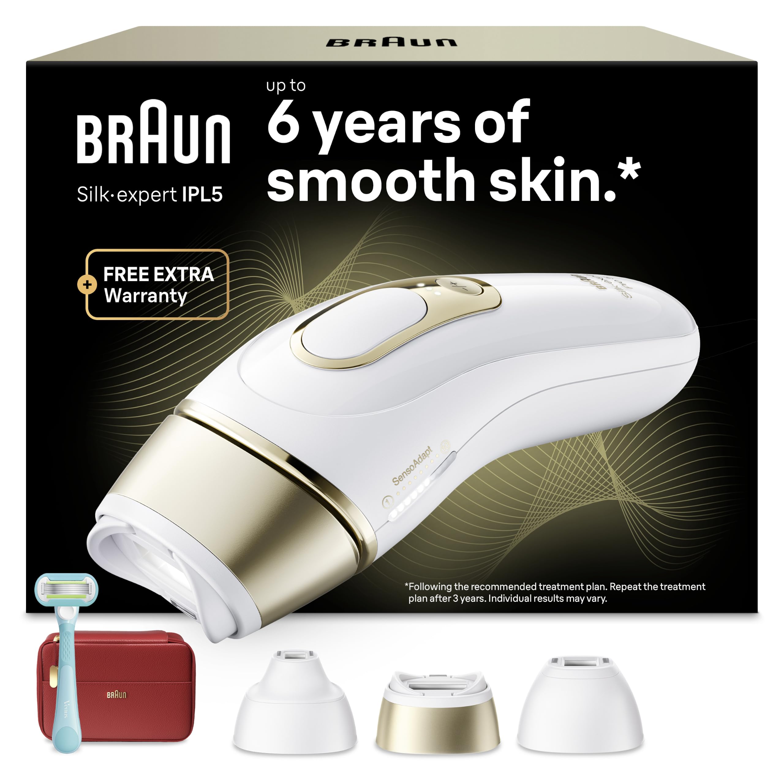 Braun IPL Geräte Haarentfernung Silk·expert Pro 5, PL5321, Weiß/Gold