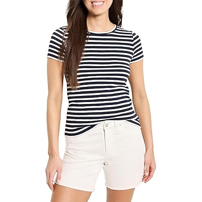 NIC+ZOE Short Sleeve Scoop Neck Striped T Shirts Women