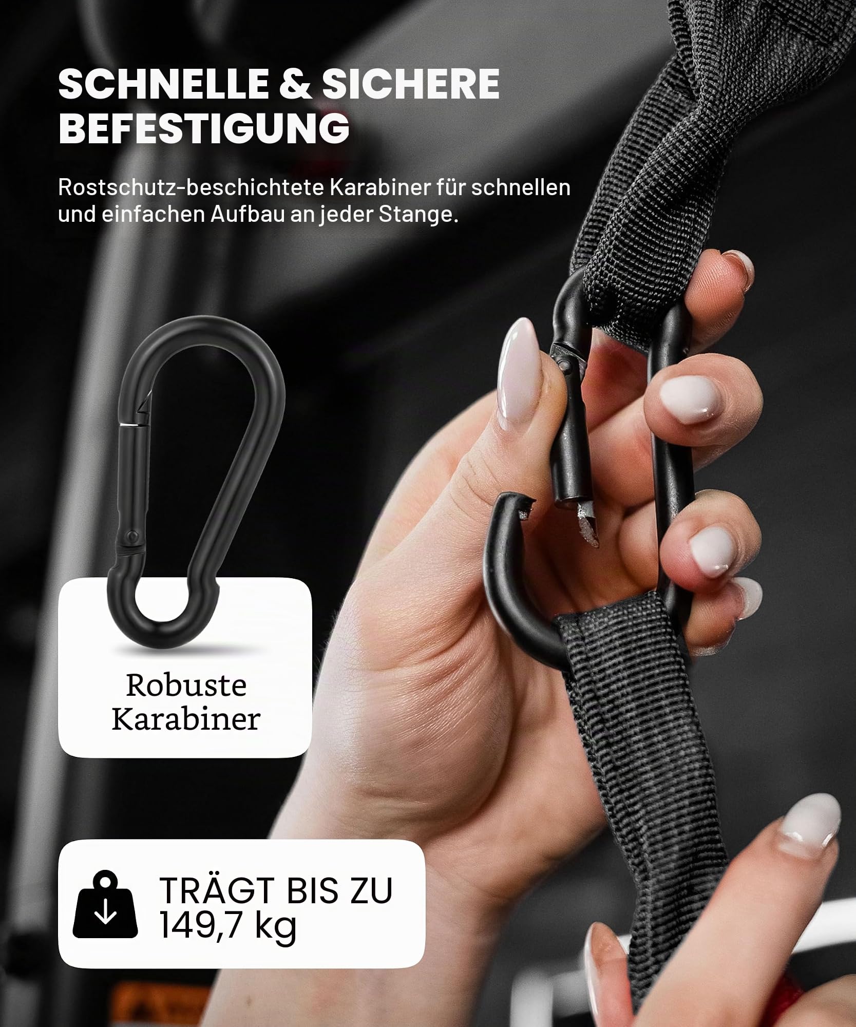 DMoose Fitness Hängende Bauchmuskelriemen für Klimmzugstange und Core-Krafttraining – Weich gepolsterte Trainingsriemen für Bauchmuskelübungen und Beinheben, Hängestangenriemen mit 2 Stahlkarabinern