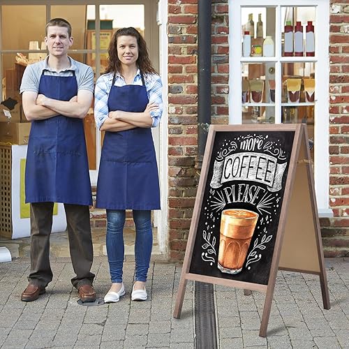 Miniatura 7 de Pizarra de madera extragrande de 40 x 22 pulgadas, marco en A, caballete de pizarra de doble cara para acera, resistente tablero de sándwich