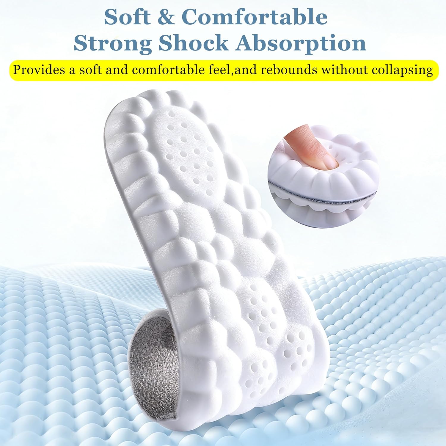 4D Cloud Steppers Insoles for Men and Women - Super Soft Comfort Memory Foam Cloud Inserts, Day-Long Comfort Arch Support with Cushioning Insoles for Shoes, Boots & Sneakers (Black, 4-7 Men) - Image 4