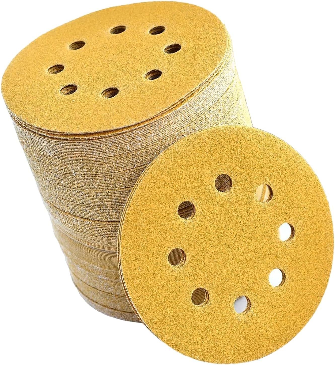 100 Pcs 5" Sanding Discs 120Grit 8-Hole Dustless Hook & Loop Backing Sandpaper,Aluminum Oxide Abrasive,for Woodworking Wood,Sand Automotive Paint