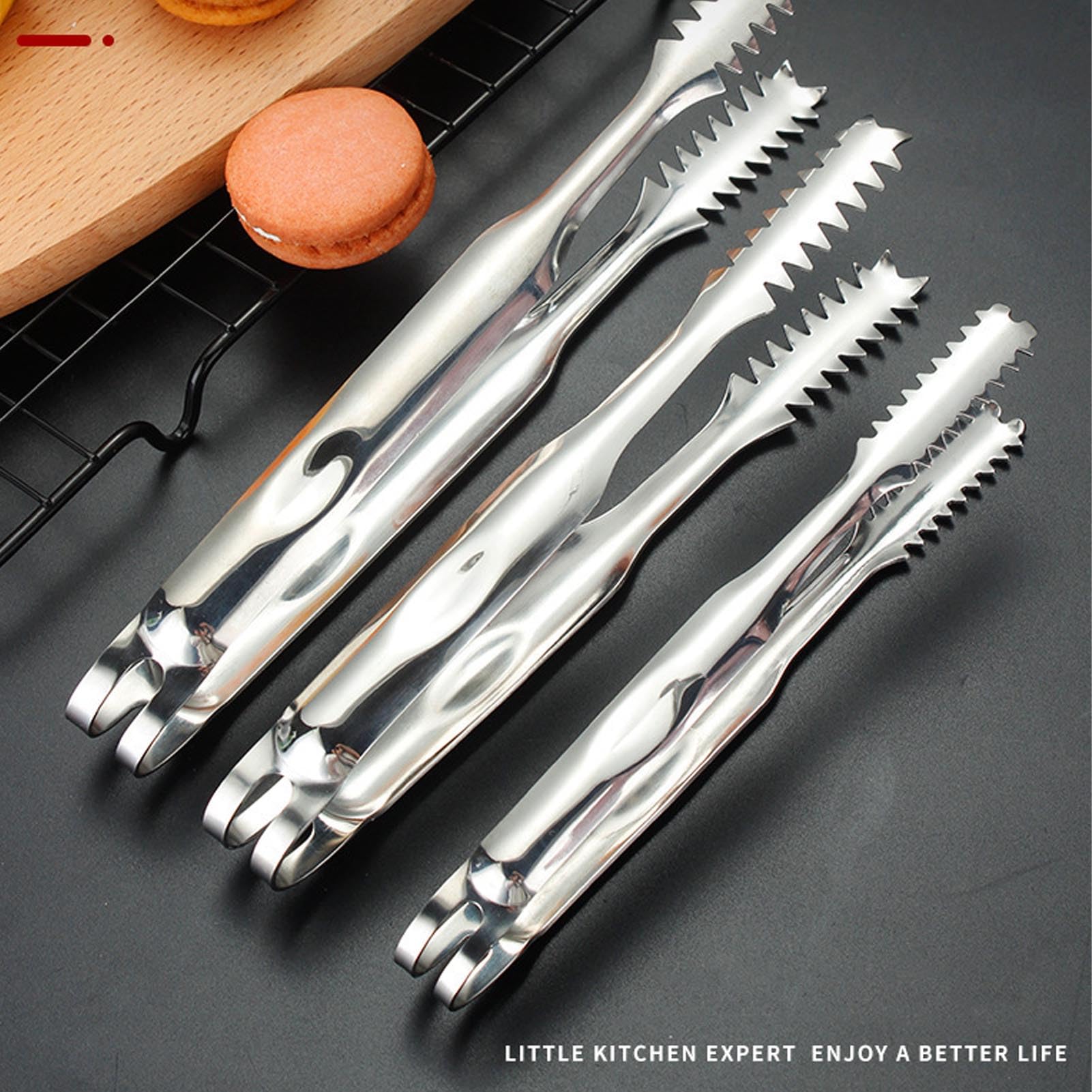 Pinzas para Hielo de Acero Inoxidable 17,6 cm, Pinzas Multiusos para Cocina, Parrilla y Barbacoa, Resistentes al Óxido