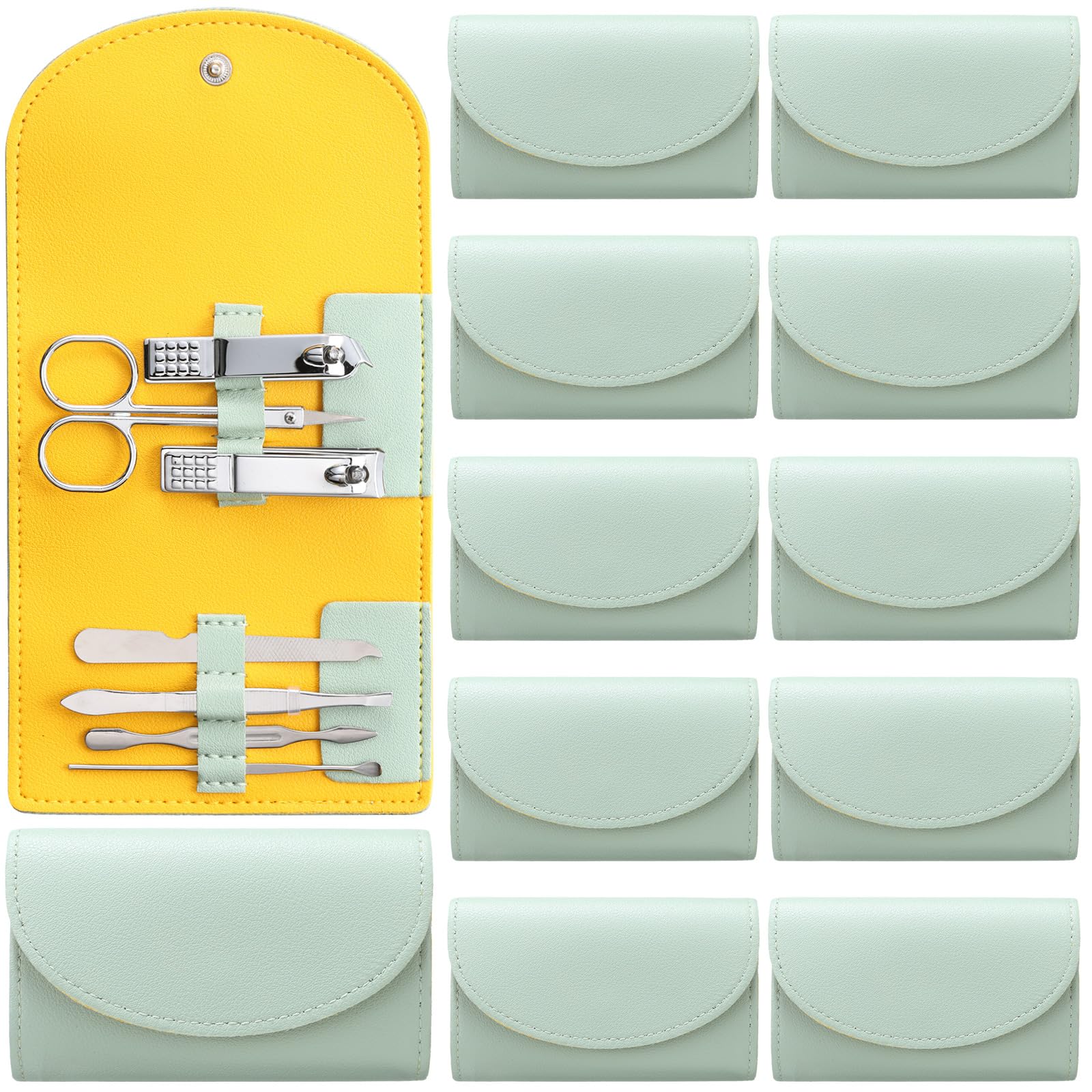 Lanties 12 Set Manicure Set Bulk Mini Manicure Nail Clipper Kit 7 in 1 Stainless Steel Professional Nail Care Pedicure with Travel Portable Bag