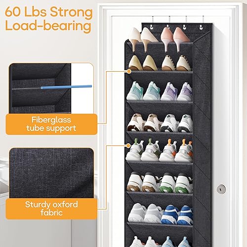 Miniatura 6 de KIMBORA Organizador de zapatos de 10 niveles sobre la puerta con bolsillos grandes, estante colgante para guardar zapatos en el armario, para 20