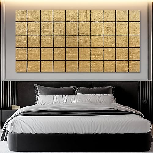 Miniatura 4 de YJYart Arte de Pared Abstracto Decorativo Lienzo de Pared Arte en Bloque Línea Pintura Decorativa 29 x 58 pulgadas Pinturas para Sala de Estar