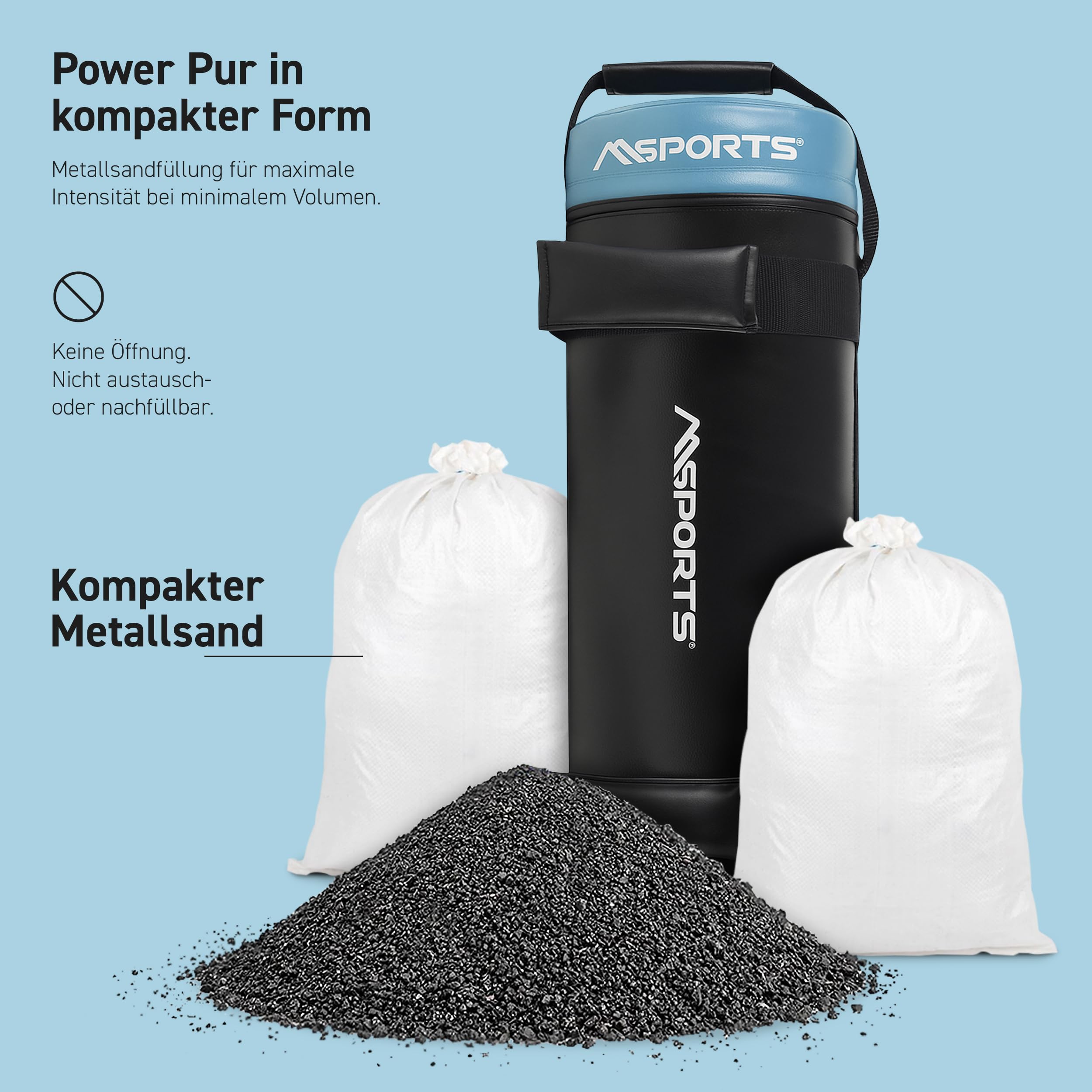 MSPORTS Power Bag Premium Sac de fitness 5-30 kg - Sac de sable pour sac de poids fonctionnel