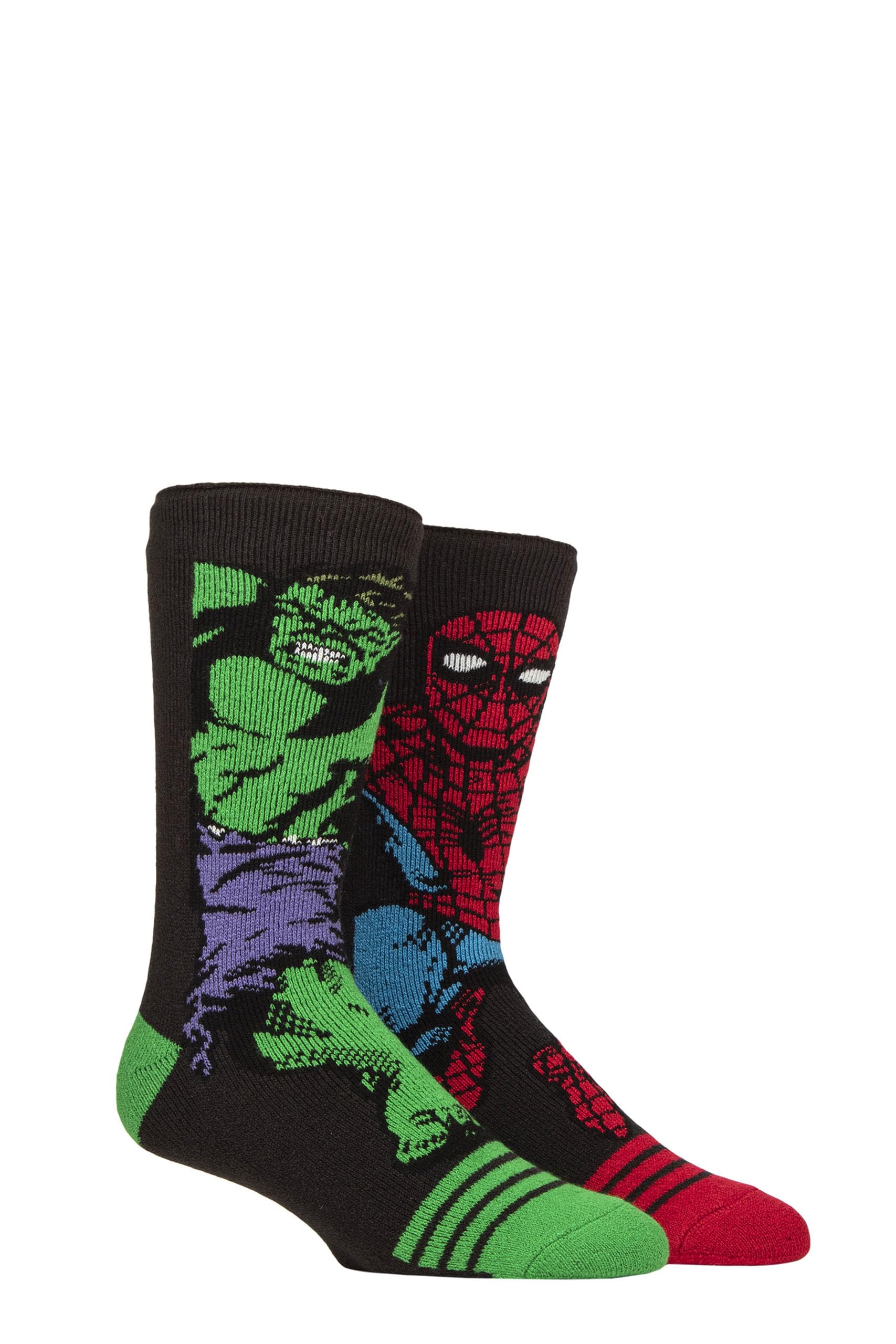 Heat Holders Men's Charcoal Sockshop Socks - 1.6 Tog Lite Warm, Thermal, Marvel's The Hulk & Spider-Man Patterned Socks, Gift Idea, 1 Pair Size 6-11 6-11