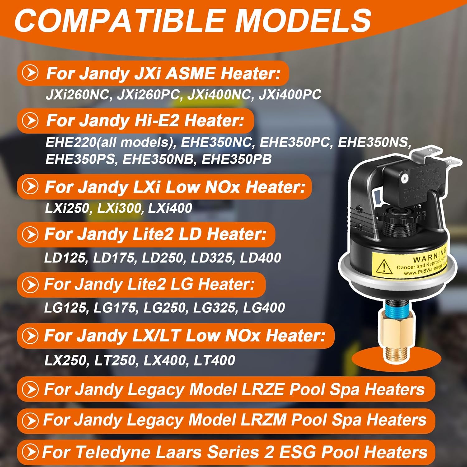 R0013200 2PSI Pool Heater Air Pressure Switch Fit for Jandy/Zodiac/Laars/Teledyne Pool & Spa Heaters