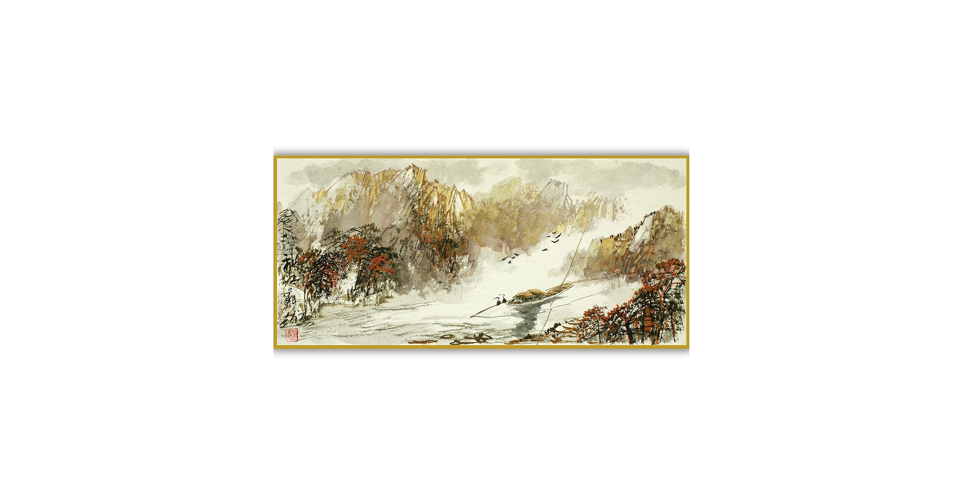 陸染石　中国美術　水墨画　山水画　蘇州画院院長　インテリア 陸染石 中国美術 水墨画 山水画 蘇州画院院長 インテリア 山水図