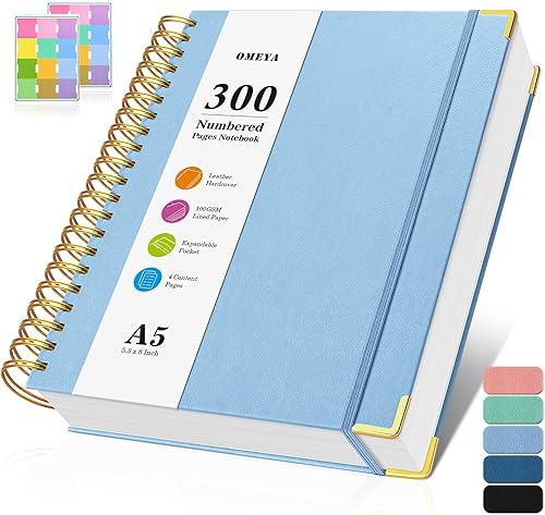 Miniatura 8 de Cuaderno espiral 8.5" x 11", 300 páginas numeradas cuadernos rayados de tamaño universitario con contenido, 100GSM cuaderno grueso para mujeres y