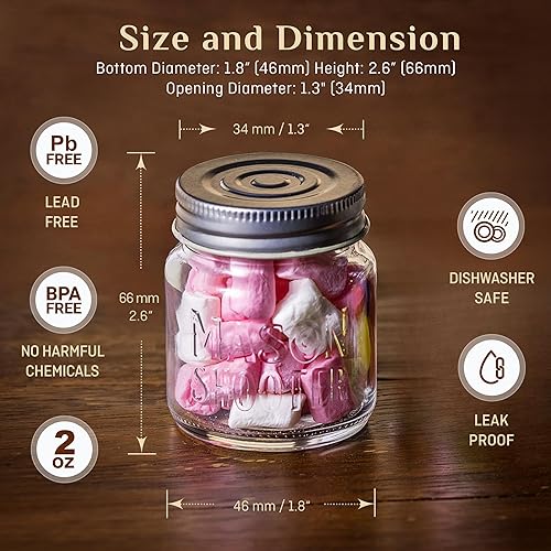 Miniatura 3 de Frascos de vidrio pequeños con tapa, frascos pequeños para tragos, de 2 onzas, 8 unidades