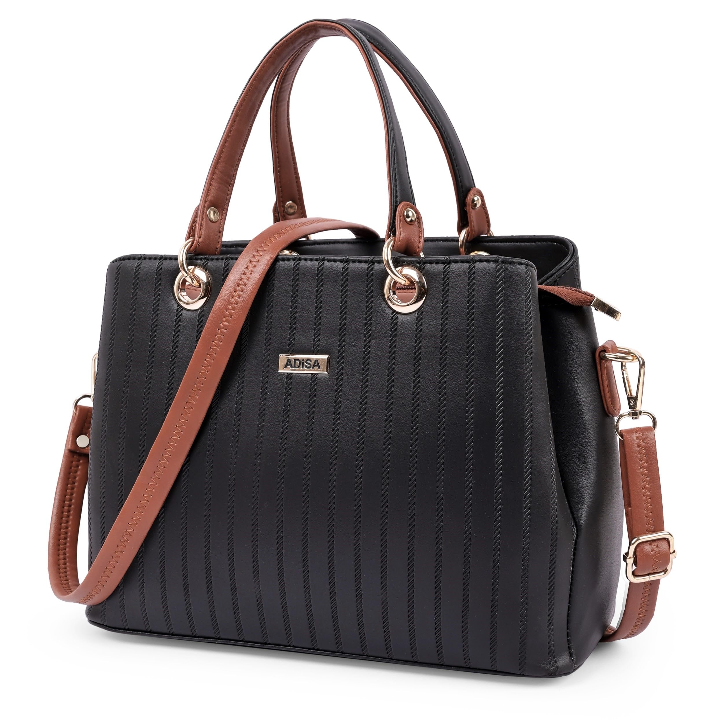 ADISA texture stripes handbag shoulder bag for women and girls with sling belt (AD4074-CRE) (B0D33XBFTY) Amazon Price History, Amazon Price Tracker