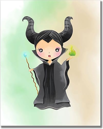 Miniatura 4 de Disney Evil Queens - Impresiones artísticas para decoración de pared de habitación de niñas, juego de 4 (8 x 10 pulgadas) Maléfica Ursula Cruella