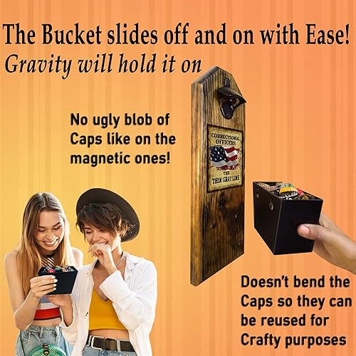 Miniatura 5 de "Thin Gray Line - Correctional Officers" Bottle Opener and Cap Catcher, Wall Mounted - Handcrafted by a Vet - 100% Solid Pine 34" Thick- Rustic