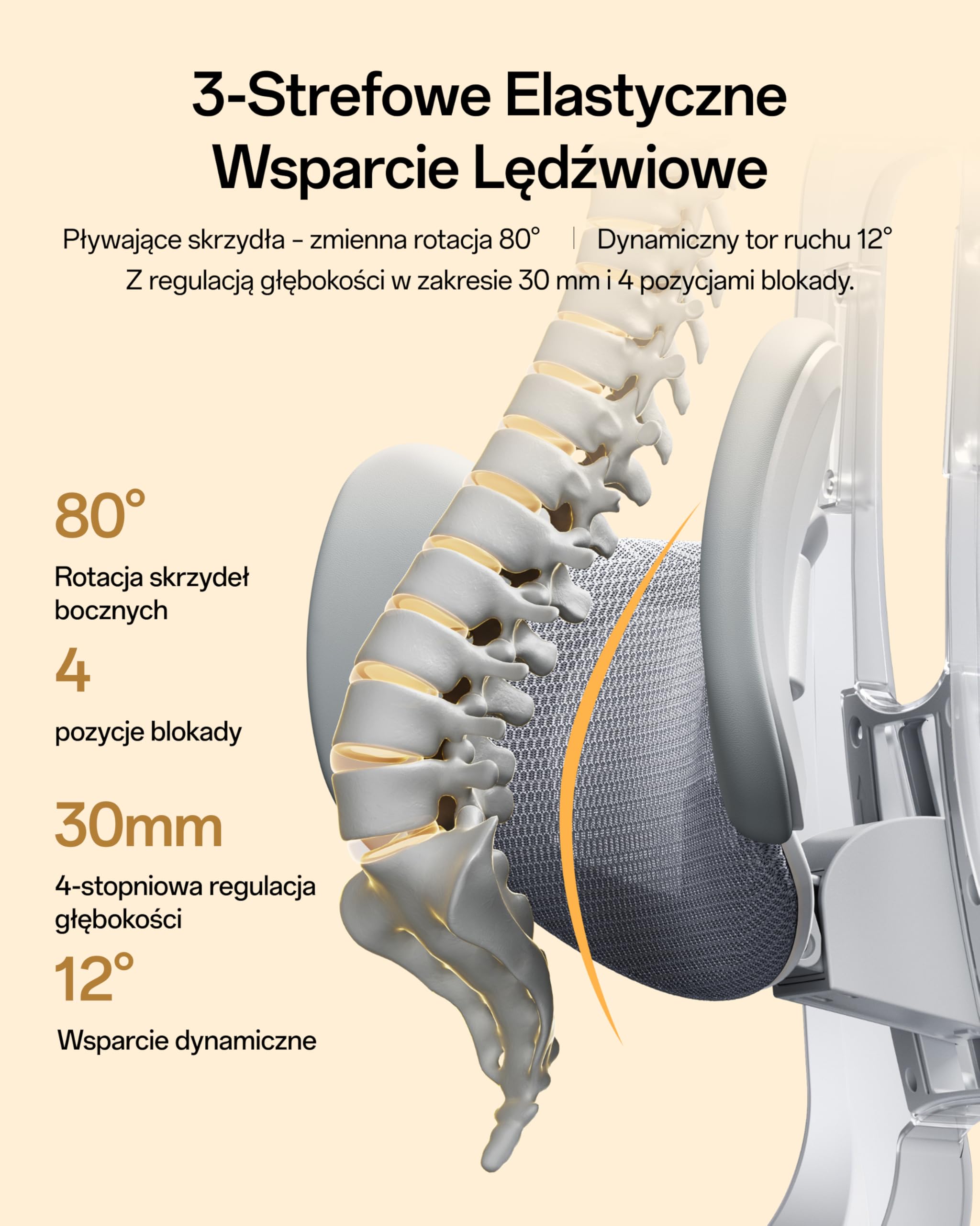 Hbada E3 Air Edycja 2026 Ergonomiczne Krzesło Biurowe, Fotel do Pracy Zdalnej z Siatki, 3-strefowe Wsparcie Lędźwiowe, Zagłówek, Podłokietniki 4D, Nachylenie 140°, Białe, Podnóżek