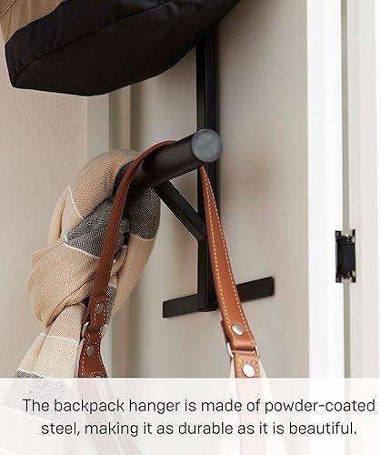 Miniatura 4 de YAMAZAKI Home - Mochila para niños sobre la puerta para armario o dormitorio, estante de almacenamiento de metal de dos niveles, fácil instalación,