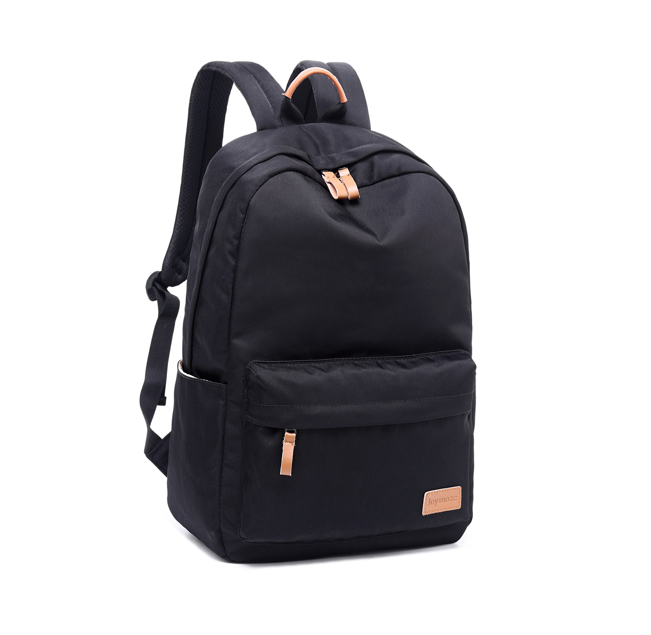 Joymoze Sac à Dos d'école Classique de Couleur Pur imperméable pour Adolescents, Sac à Dos Retro décontracté Noire