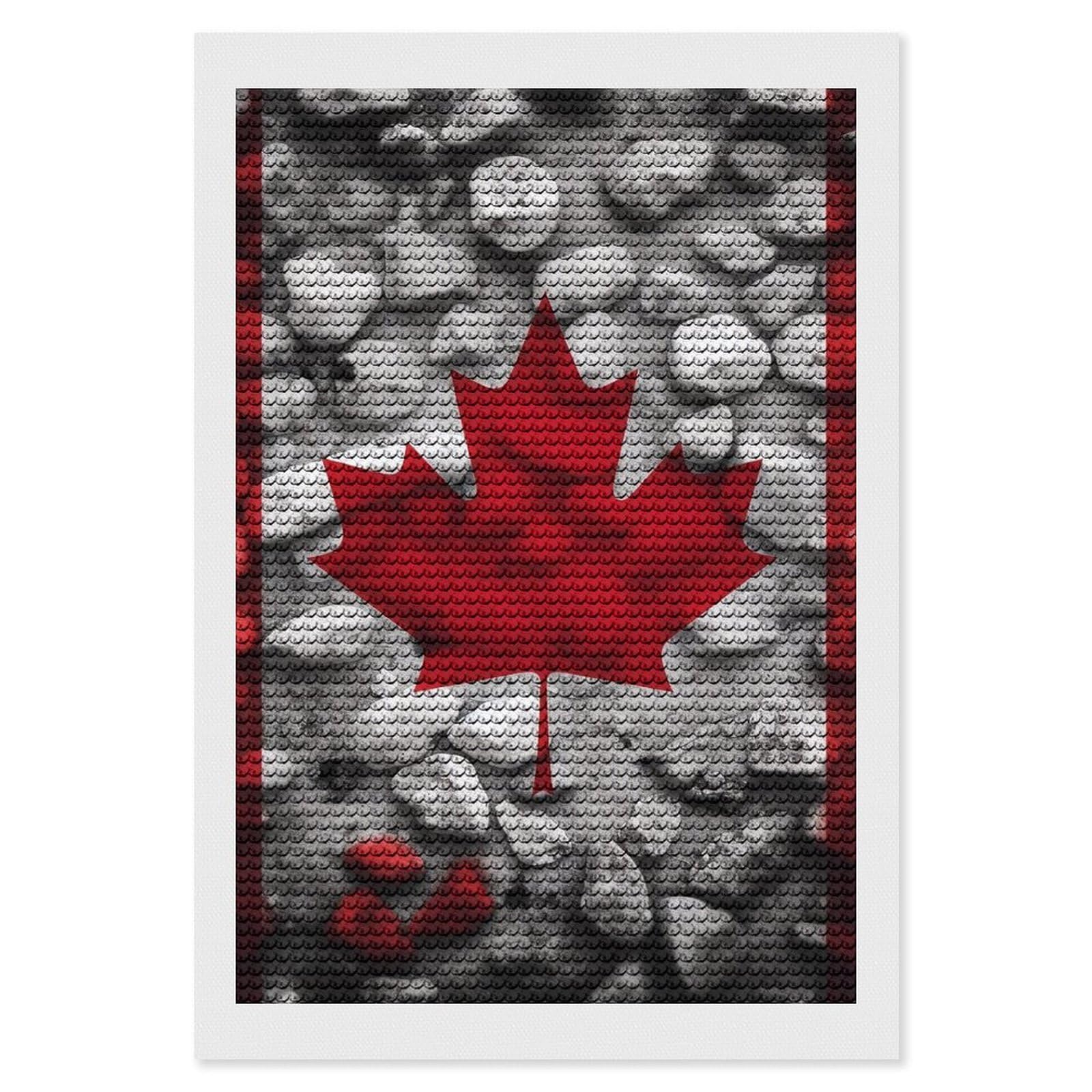 FodPand Diamond Art Kits for Adults, 5D Aurora Diamond Painting Kits for Beginners, Canada Flag Wallpapers DIY Full Drill Dots Gem Art Paint Crafts for Home Wall Decor 8"x12"