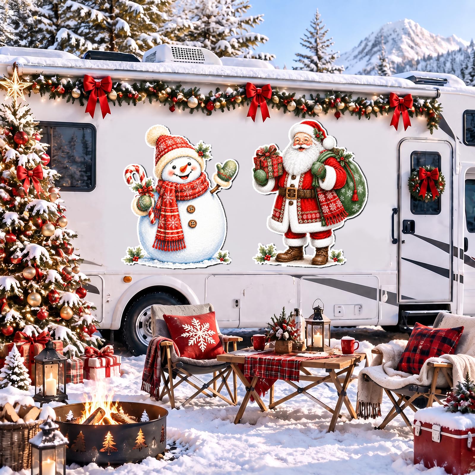 Set di decorazioni natalizie per porta del garage, Babbo Natale e pupazzo