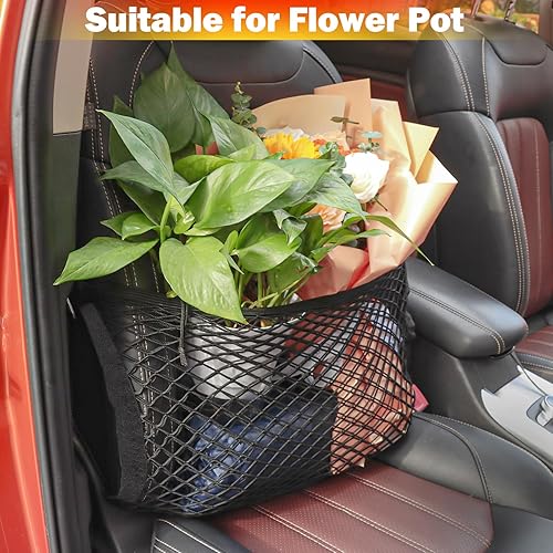 Miniatura 6 de Kaishengyuan Red para asiento de automóvil, organizador de asiento delantero expandible de doble capa, organizador de automóvil, malla para