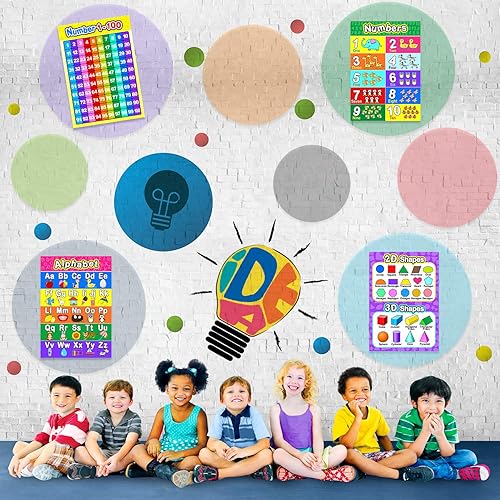 Miniatura 7 de Blulu Póster laminado preescolar para niños pequeños y niños, 2 piezas de póster laminado completo del alfabeto y número 1-100 para guardería,