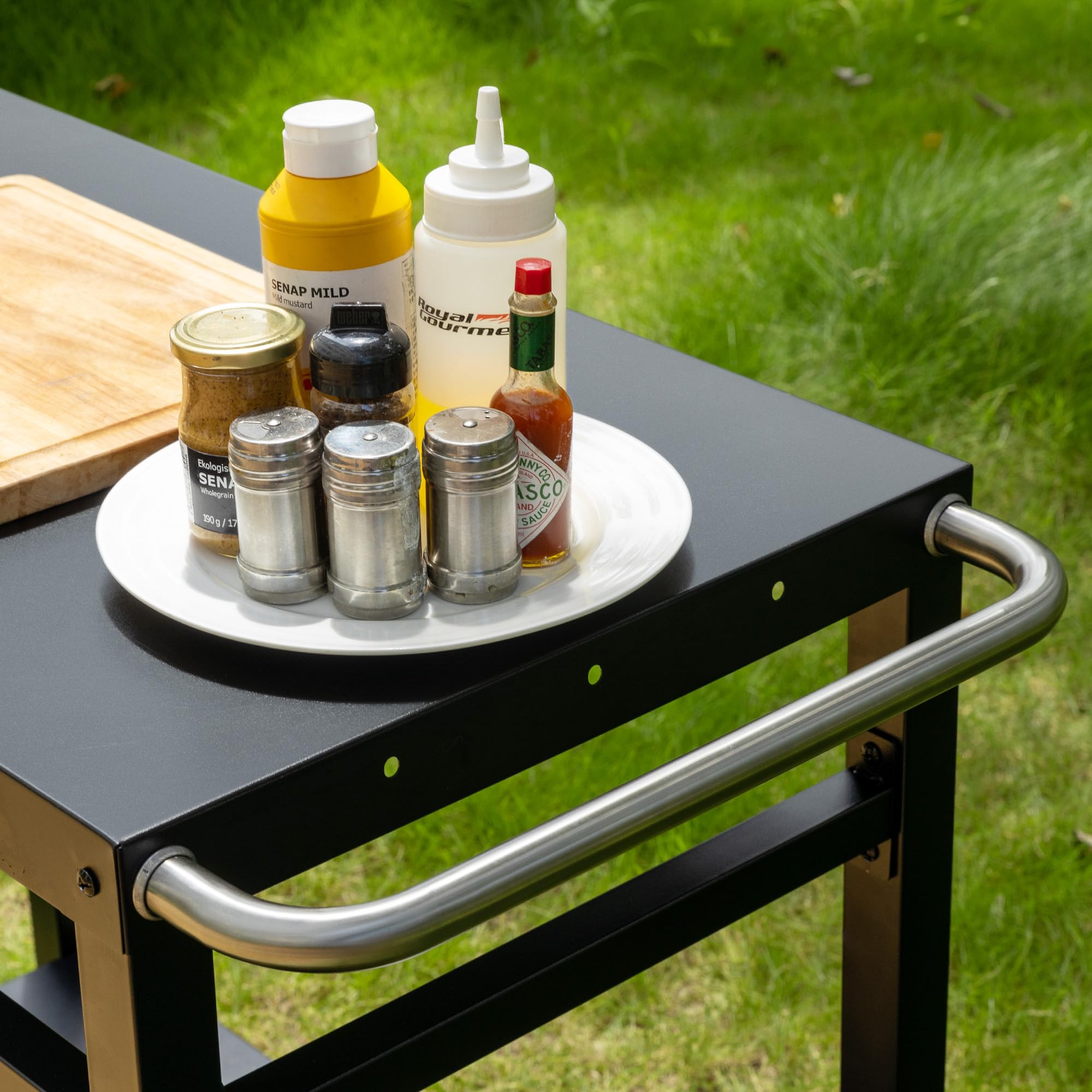 Royal Gourmet - Carro para Barbacoa de Metal con Gran Superficie de Trabajo, Apto para postres de jardín, Horno de Pizza, 100,5 x 59 x 81 cm, Color Negro