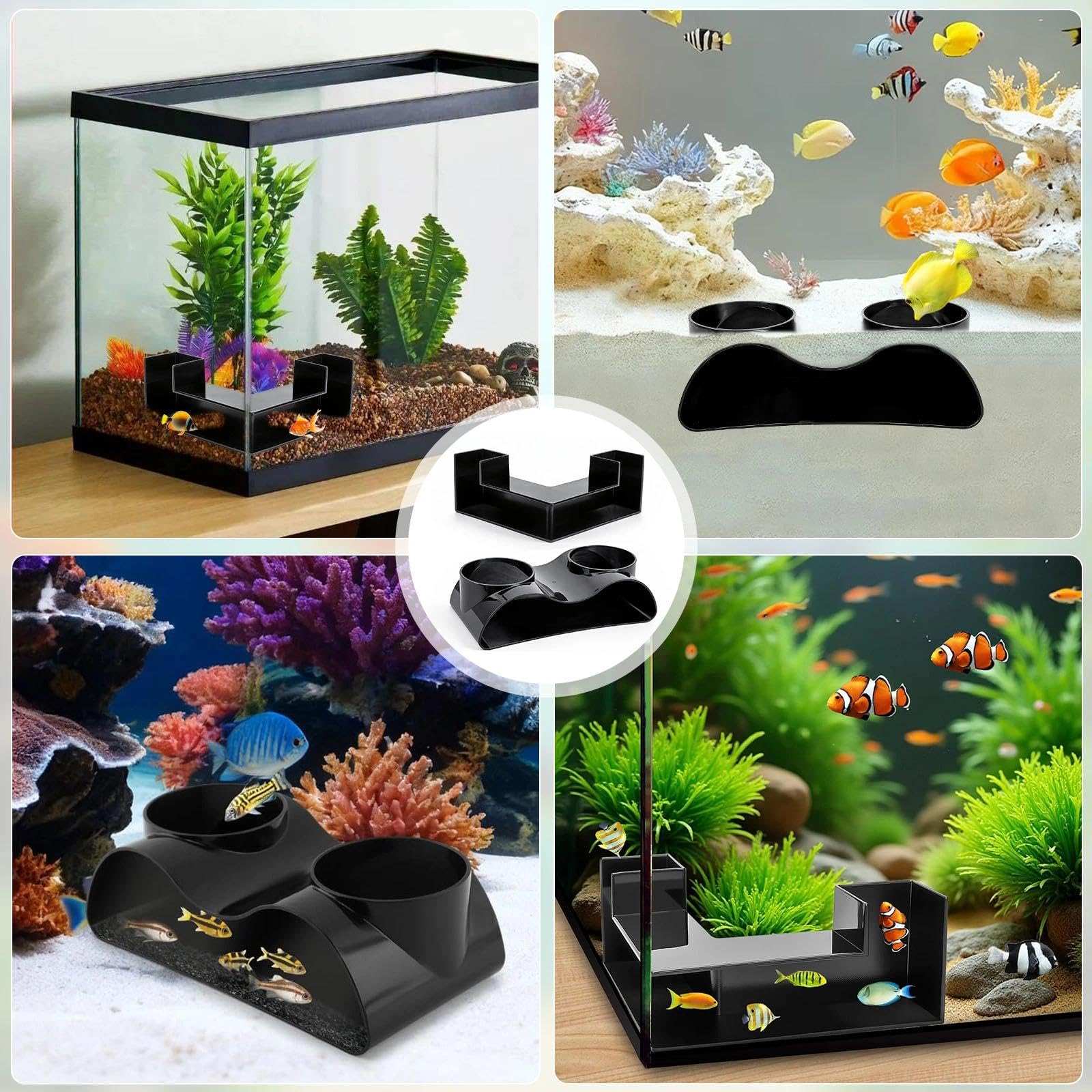2 Pièces Tunnel Aquarium Tunnel Souterrain pour Aquarium, Tunnels Poisson Aquariums Tunnels Naturel pour Aquariums, Grotte d'angle pour Aquariums 360° 2 Entrées (17,6/12,5 cm)