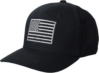 Rapdom Tactical T108-usa-blk Hat, Low Crown Curved Bill, 6 Panel Structured Cap with 3"x2" Front Loop Patch and Hook and Loop Closure, Black, One Size