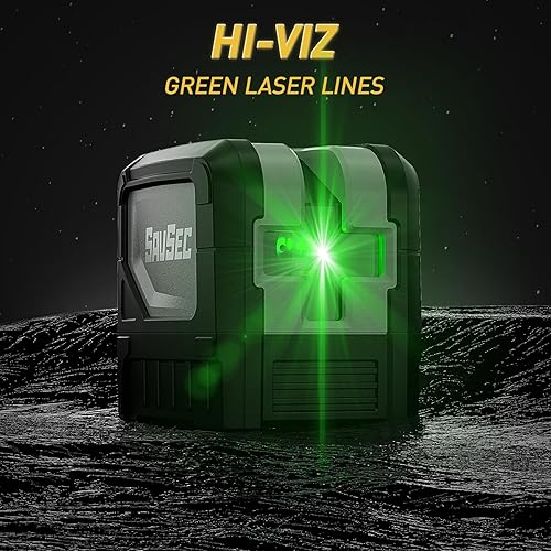 Miniatura 7 de SAVSEC Nivel láser, 2 puntos verdes, línea vertical horizontal de 110 x 180, láser de línea cruzada de 82 pies para diseño y fontanería - 9211G