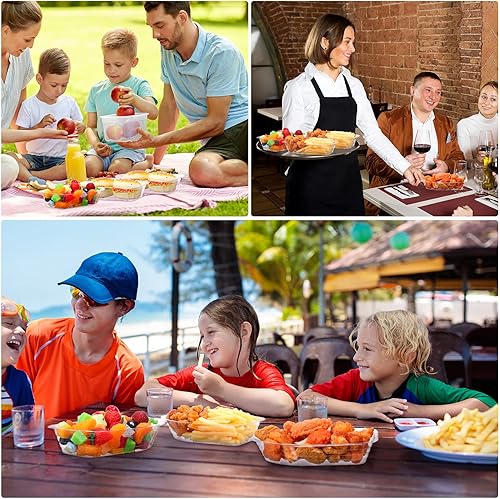 Miniatura 6 de Rtteri 100 platos de plátano divididos de 12 onzas desechables para helados, cuencos de plástico PET transparente, bandeja para platos de fiesta,