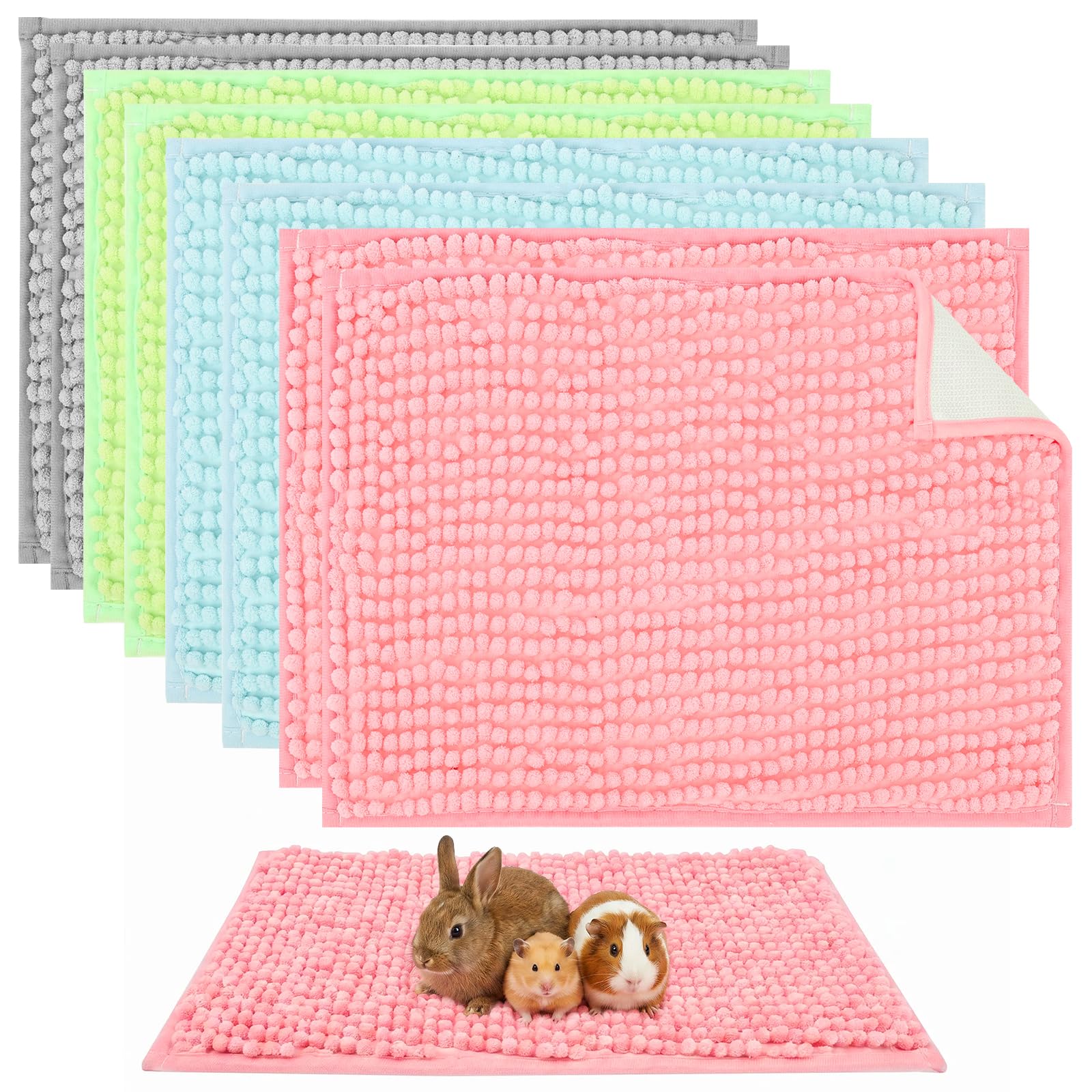 8 Pcs Guinea Pig Cage Liner, 30x40cm Washable Small Animal Fleece Pet Pads