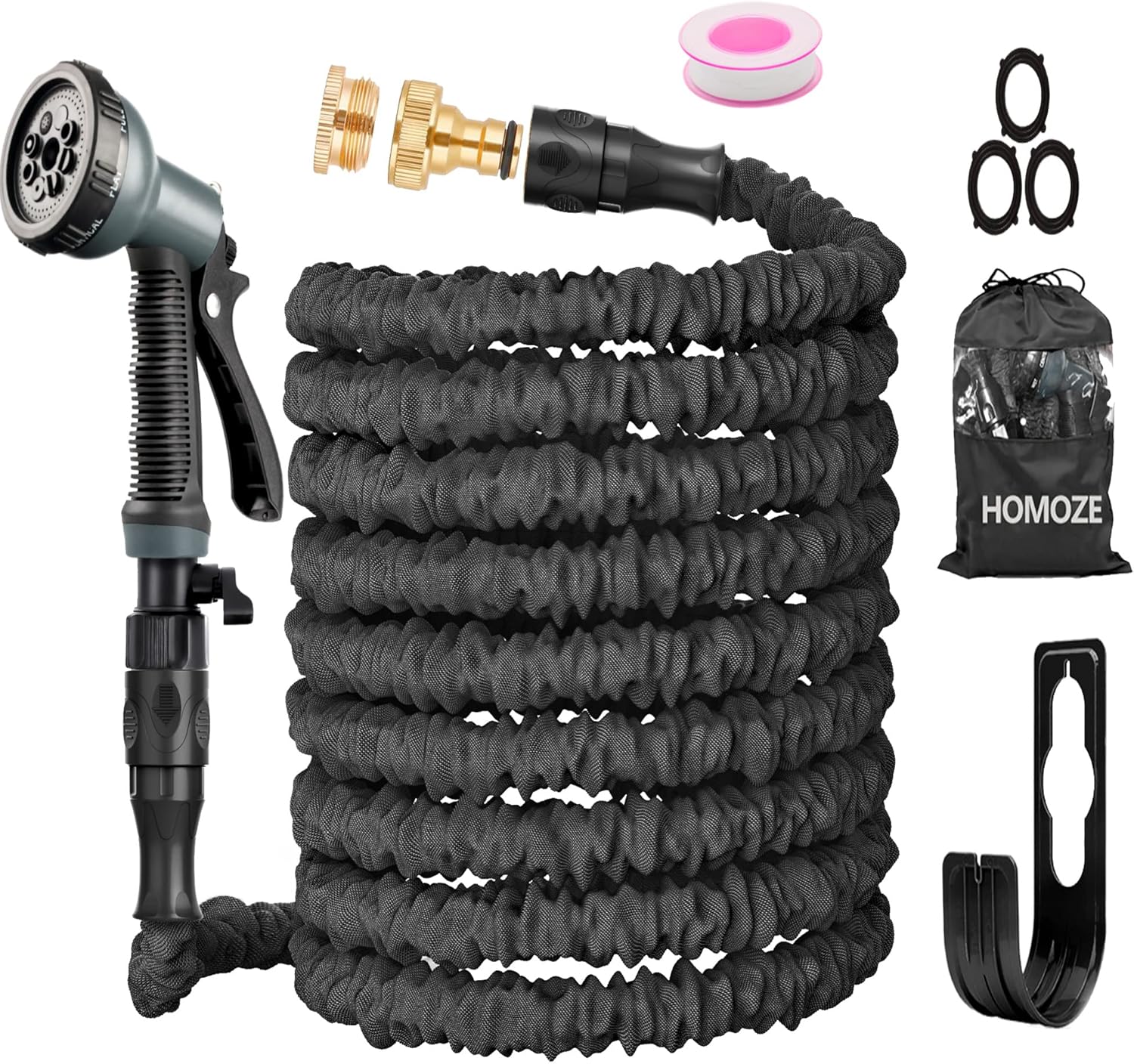 HOMOZE 50Ft Garden Hose Pipe Expandable Garden Hose With 1/2", 3/4