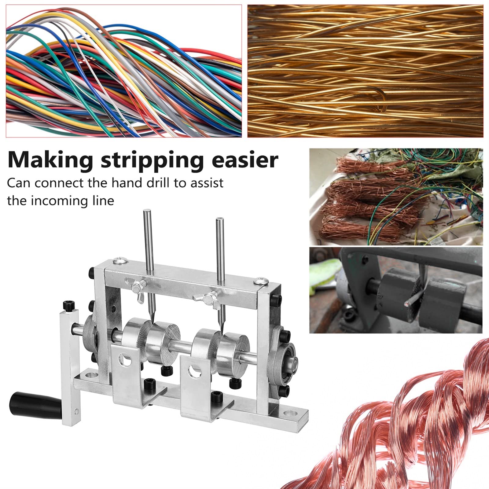 Máquina pelacables – Herramienta manual de pelado de cables para cables de 1 a 30 mm, compatible con taladro eléctrico de doble propósito, herramienta de utilidad para pelar cables eficientemente