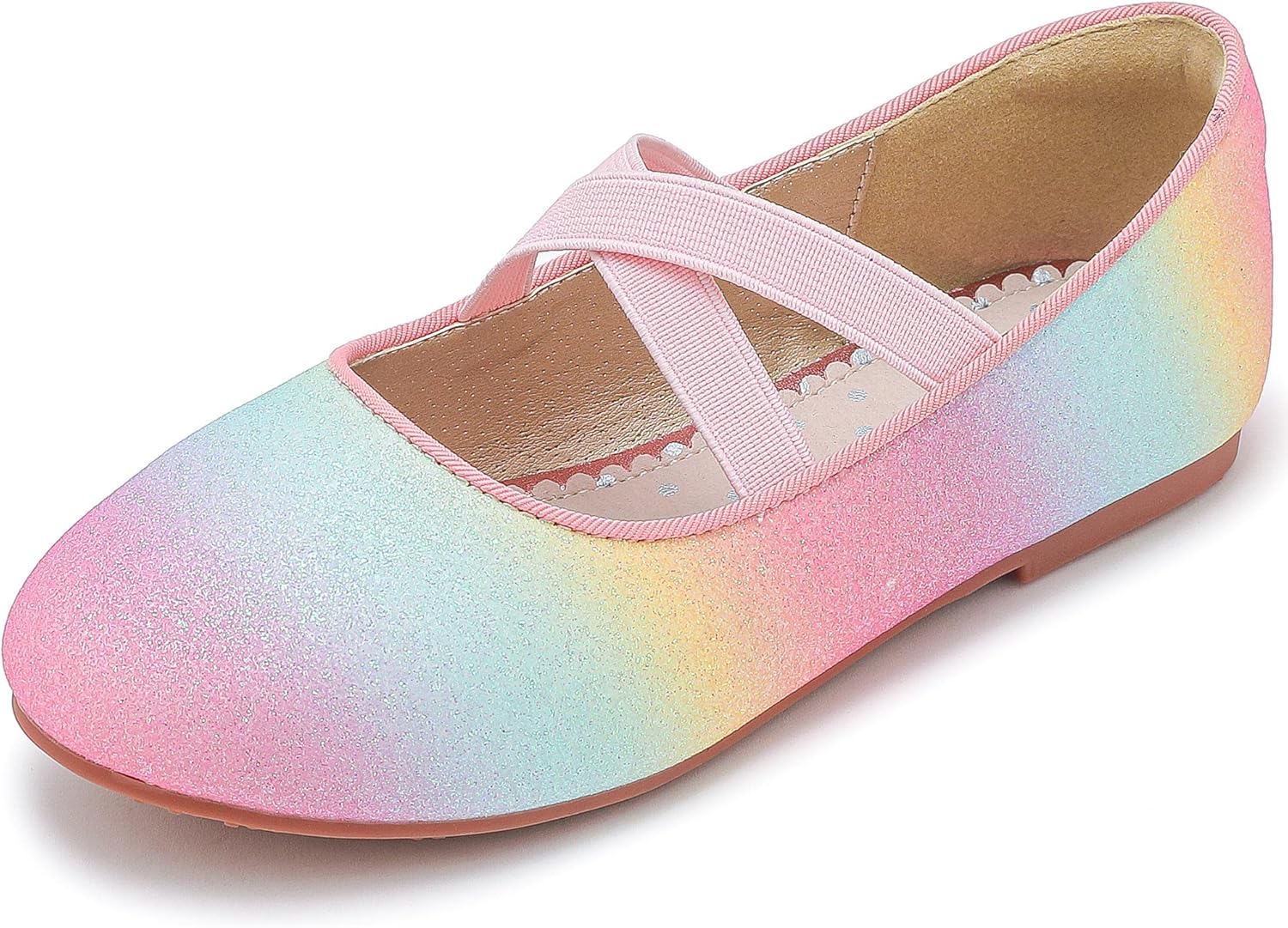 Walofou Flower Girls Birthday Party Princess Shoes for Girl Girls' Rainbow Flats for Toddler Little Kids Big Kids (2204 Rainbow 9)