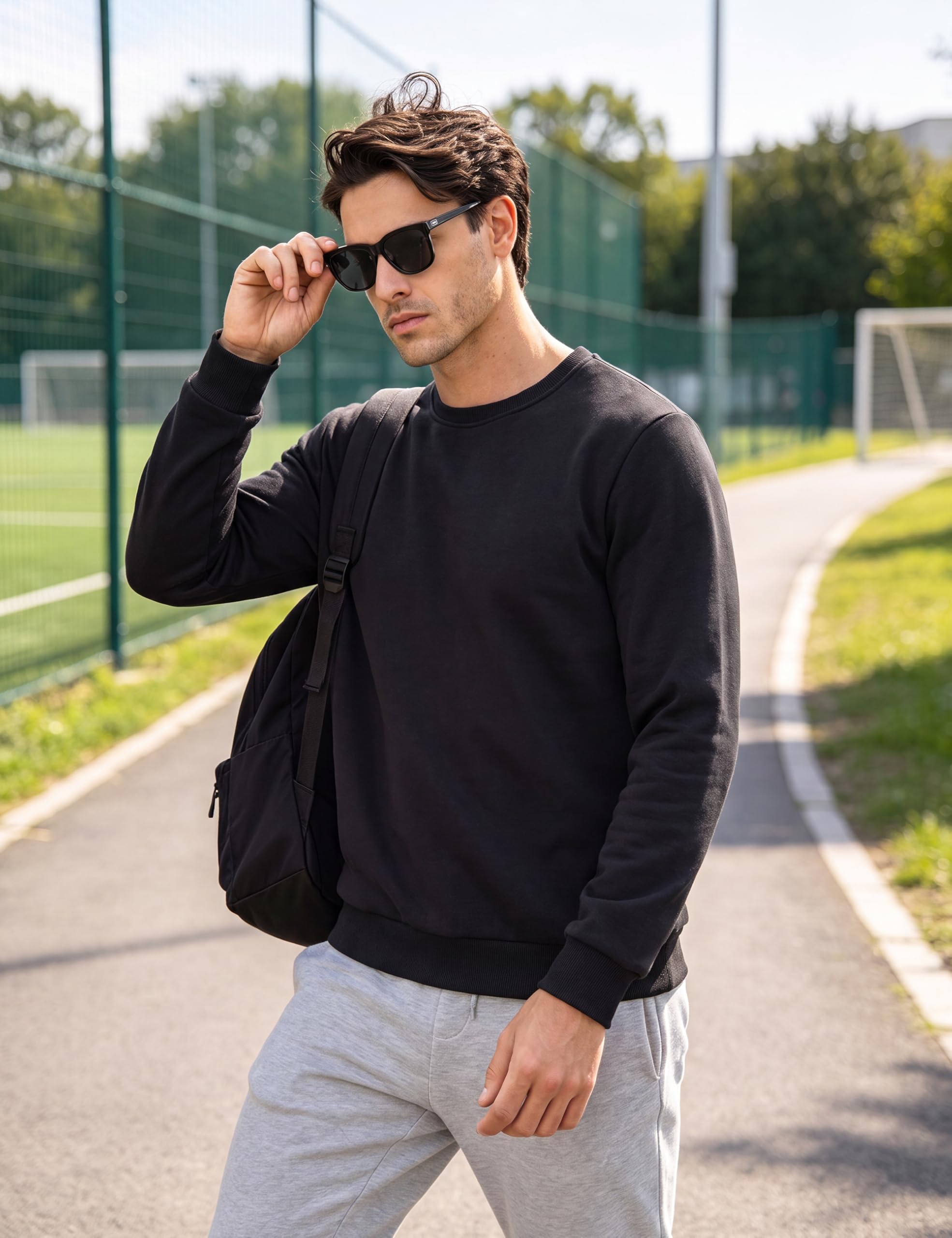 MAGCOMSEN Hombres Clásico Sudaderas sin Capucha Forro | Polar Pullover Invierno Manga Larga Running Jumper Suéter
