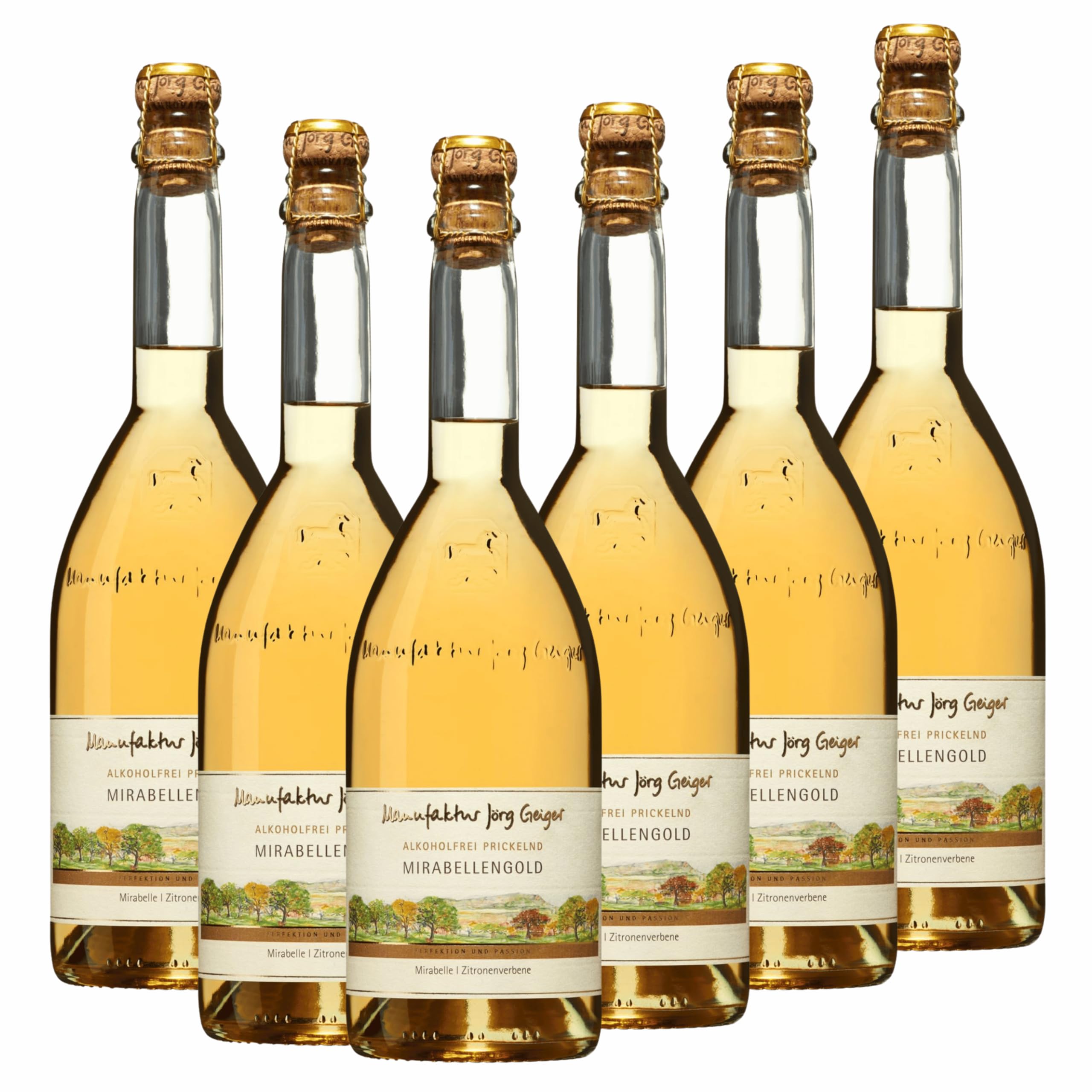 PriSecco Mirabellengold Jörg Geiger Alkoholfrei Prickelnd mit gratis Sektverschluss (6x 0,75l)
